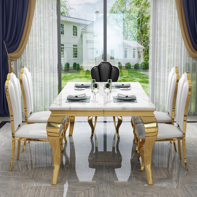China Popular And Practical Large Rectangular Marble Dining Table China Design Marble Top Dining Table