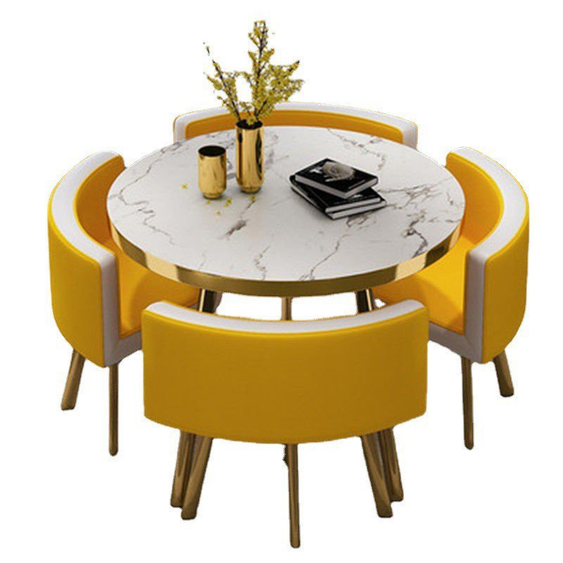 4 Seat Wooden Rotating Dining Round Table And Chair Set