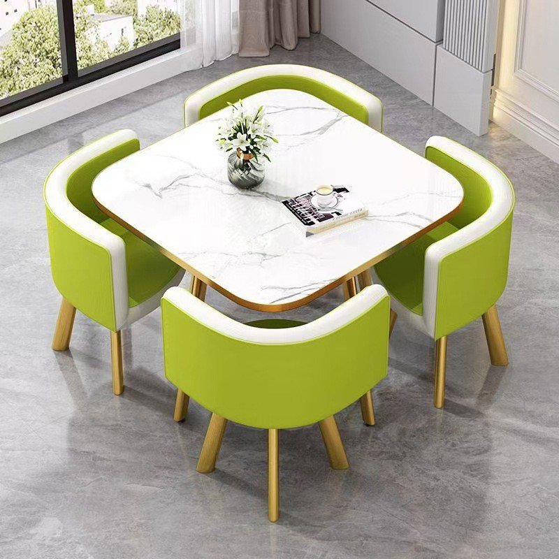 4 Seat Wooden Rotating Dining Round Table And Chair Set