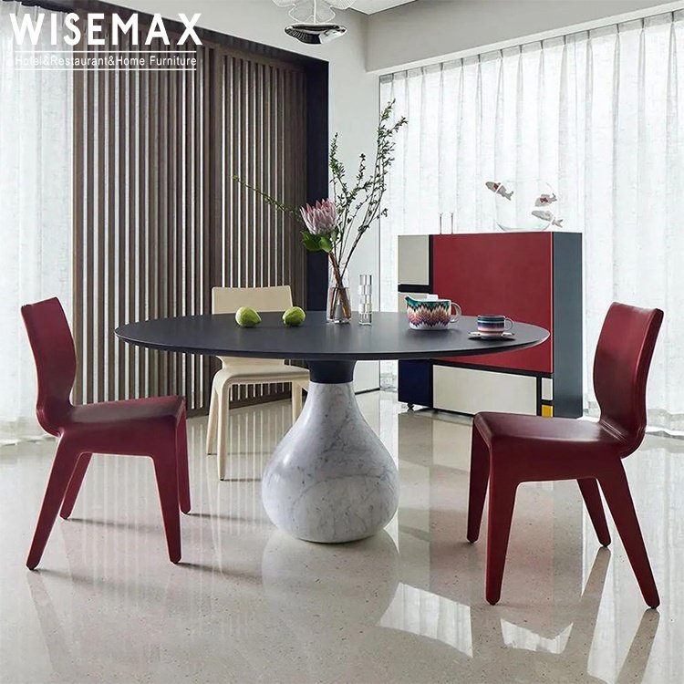WISEMAX FURNITURE Italian round marble dining table dining room sets 6 chairs luxury marble table dining furniture