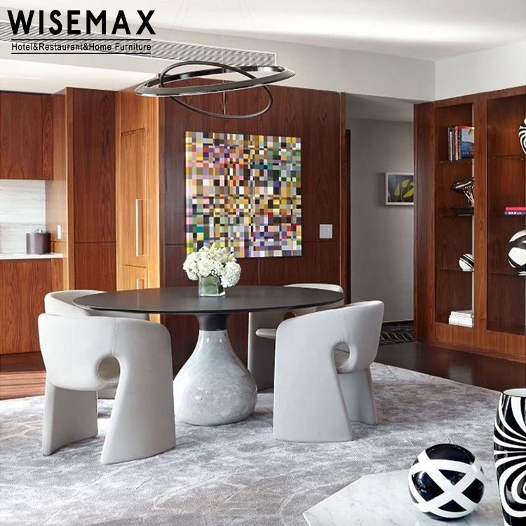 WISEMAX FURNITURE Italian round marble dining table dining room sets 6 chairs luxury marble table dining furniture