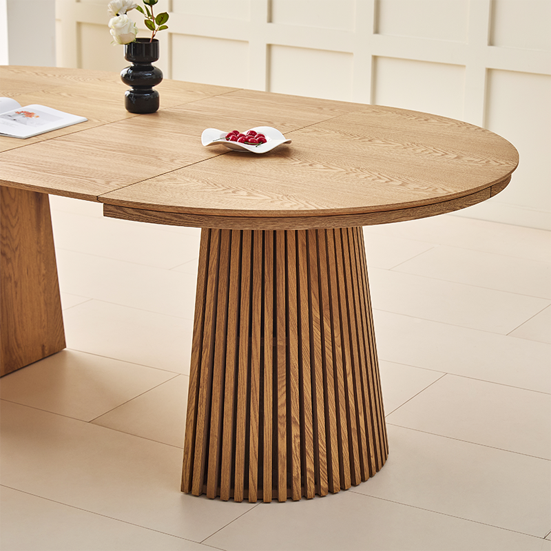 Nordic Minimalist Design Restaurant Furniture round rustic wooden oval dining table round extendable
