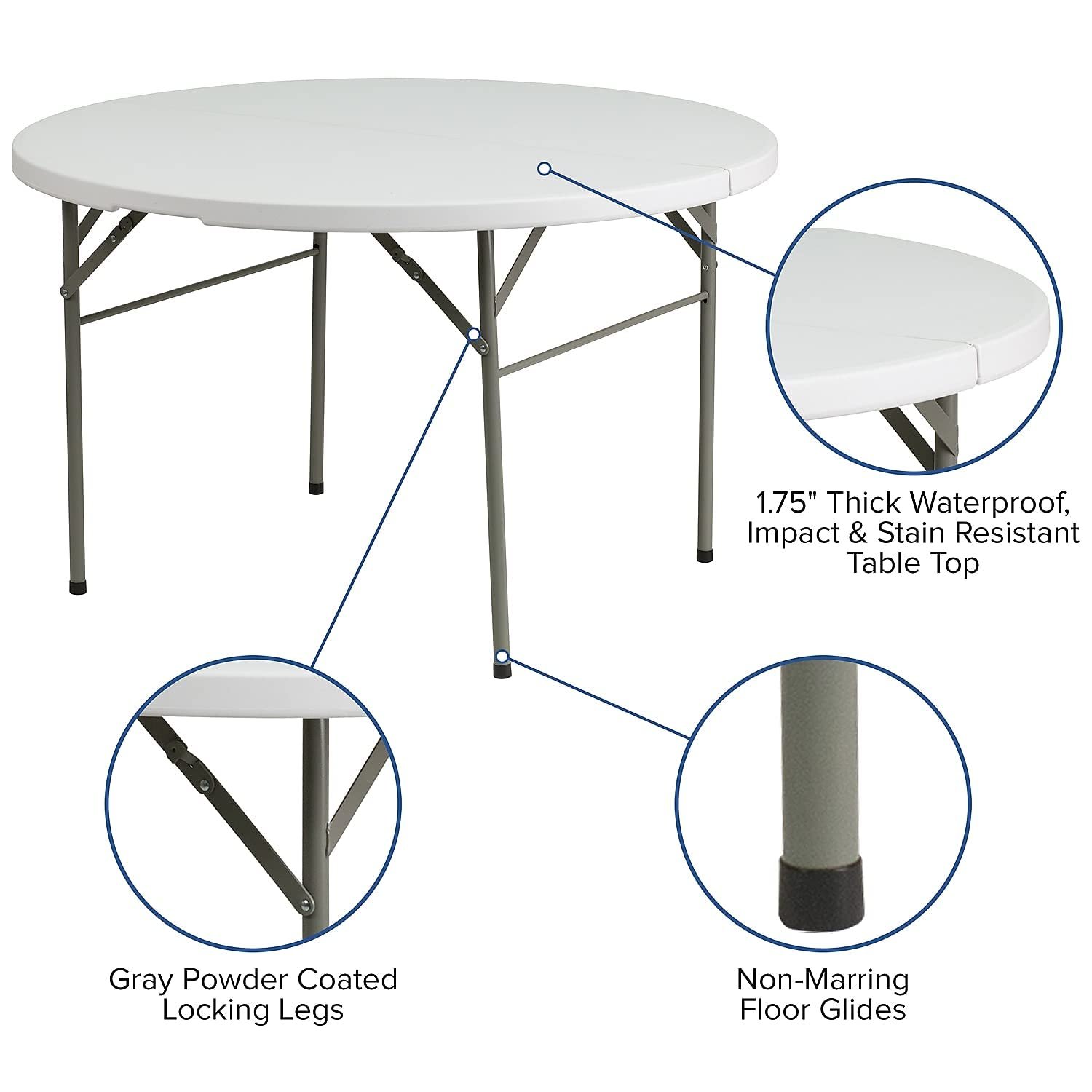Wedding Banquet Outdoor Furniture Round 10 Seater Folding Plastic Table, Heavy Duty Camping Plastic Folding Wedding Round Tables