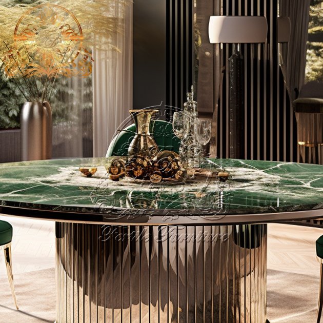 Wedding Event Banquet Hotel Furniture Round Stainless Steel Frame Dinning Marbled Dine Tables