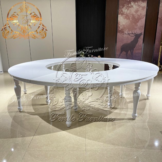Elegant Half Moon White Mdf Top Unique Leg Serpentine Table Wedding