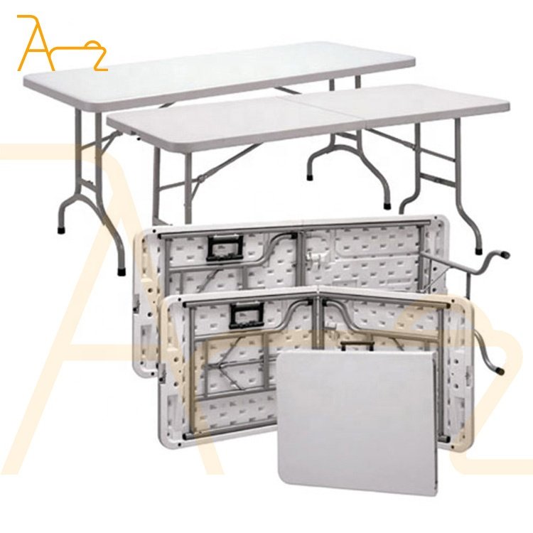 Wholesale restaurant round folding tables 10 seater waterproof durable folded dining plastic table for outdoor banquet wedding