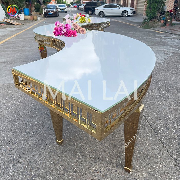 Luxury Banquet Wedding Table Large Round 20 Seater S Shape Party Rental Stainless Steel Table