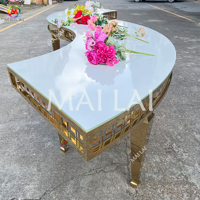 Luxury Banquet Wedding Table Large Round 20 Seater S Shape Party Rental Stainless Steel Table