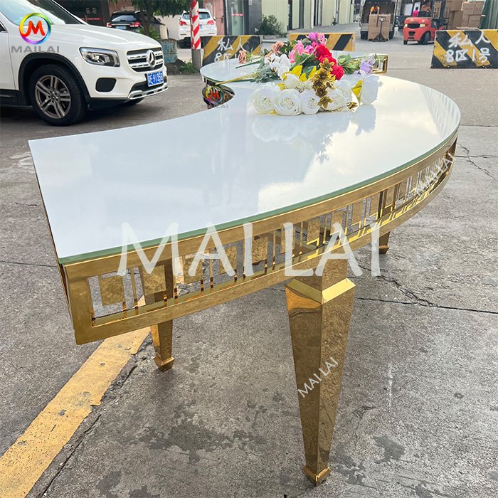Luxury Banquet Wedding Table Large Round 20 Seater S Shape Party Rental Stainless Steel Table