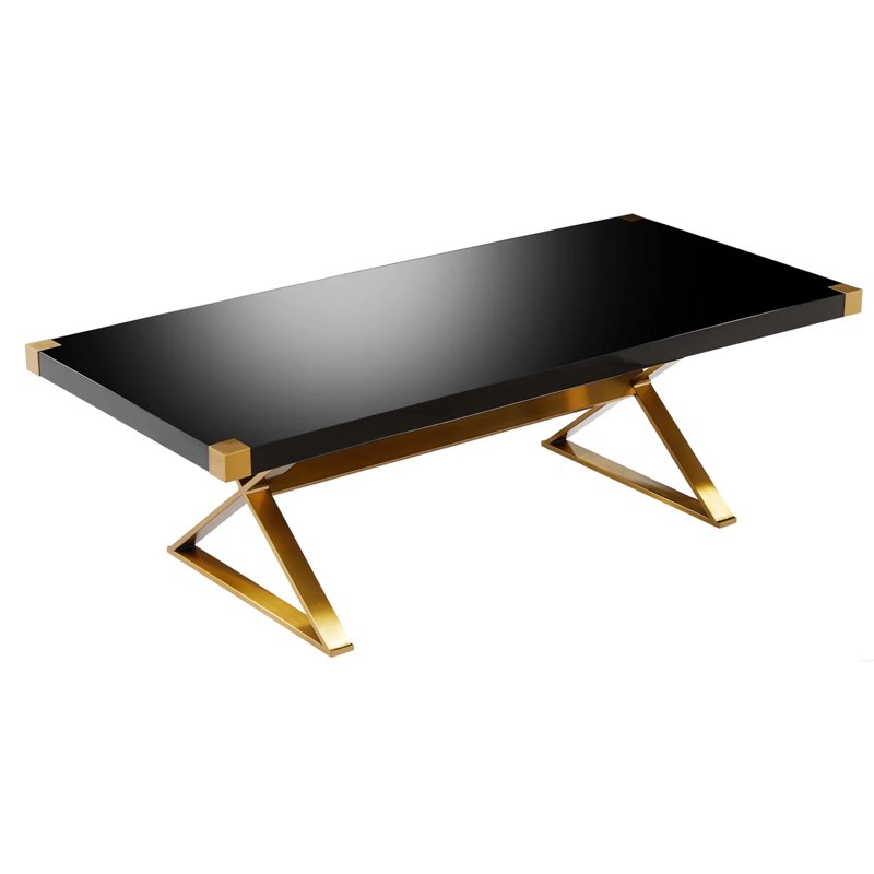 Tov Furniture Adeline Lacquer Dining Table Lanvina White Lacquer and Gold Dining Table