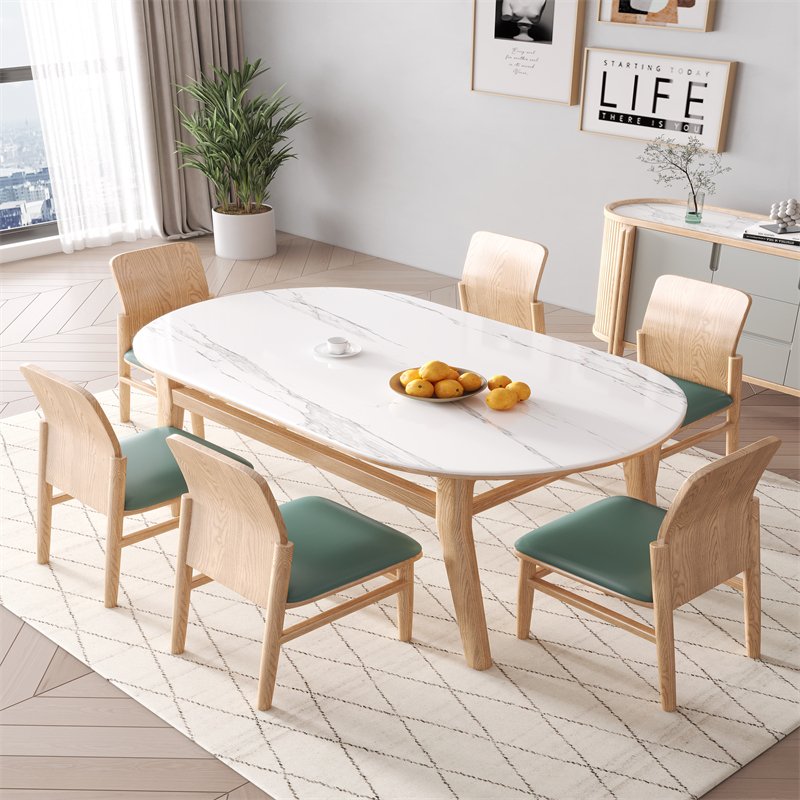 Cheap factory price large dining room furniture square solid ash wood dining table