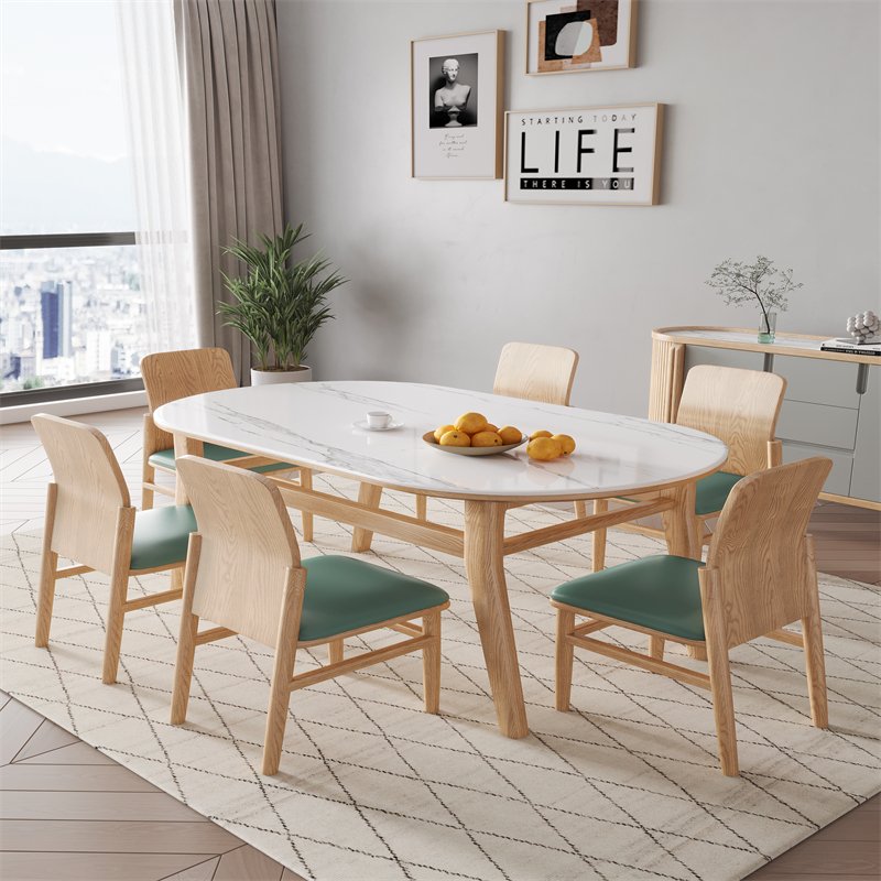 Cheap factory price large dining room furniture square solid ash wood dining table