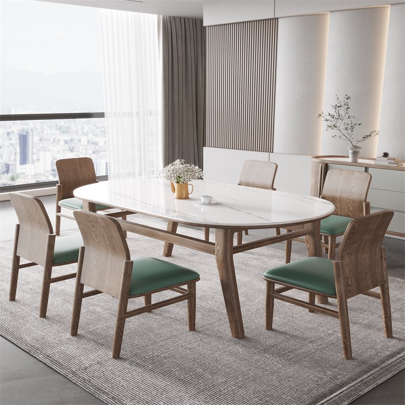 Cheap factory price large dining room furniture square solid ash wood dining table