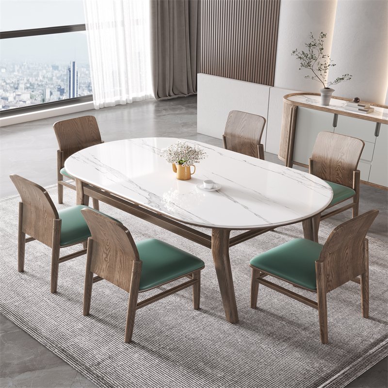 Cheap factory price large dining room furniture square solid ash wood dining table
