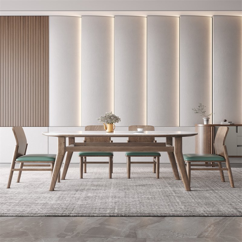 Cheap factory price large dining room furniture square solid ash wood dining table