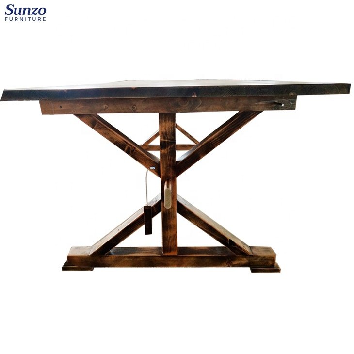 Hard solid wood country style farmhouse table and solid wood Cross Back Chair Set
