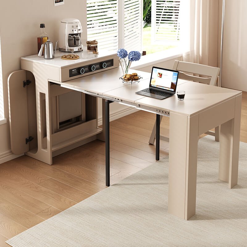 Modern Apartment Space Saving Mini Dining Table Wooden Retractable Dining Tables