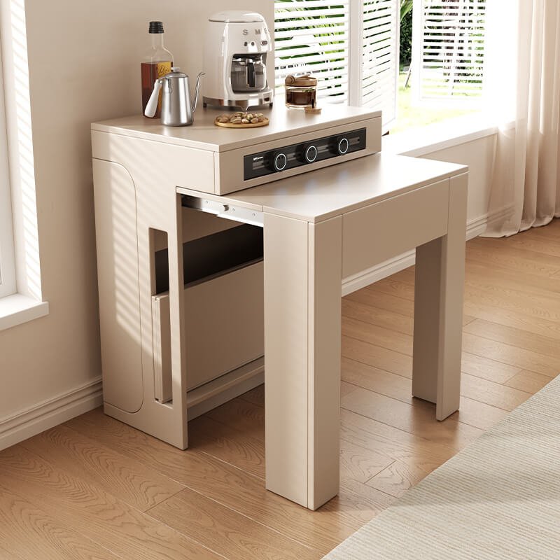 Modern Apartment Space Saving Mini Dining Table Wooden Retractable Dining Tables