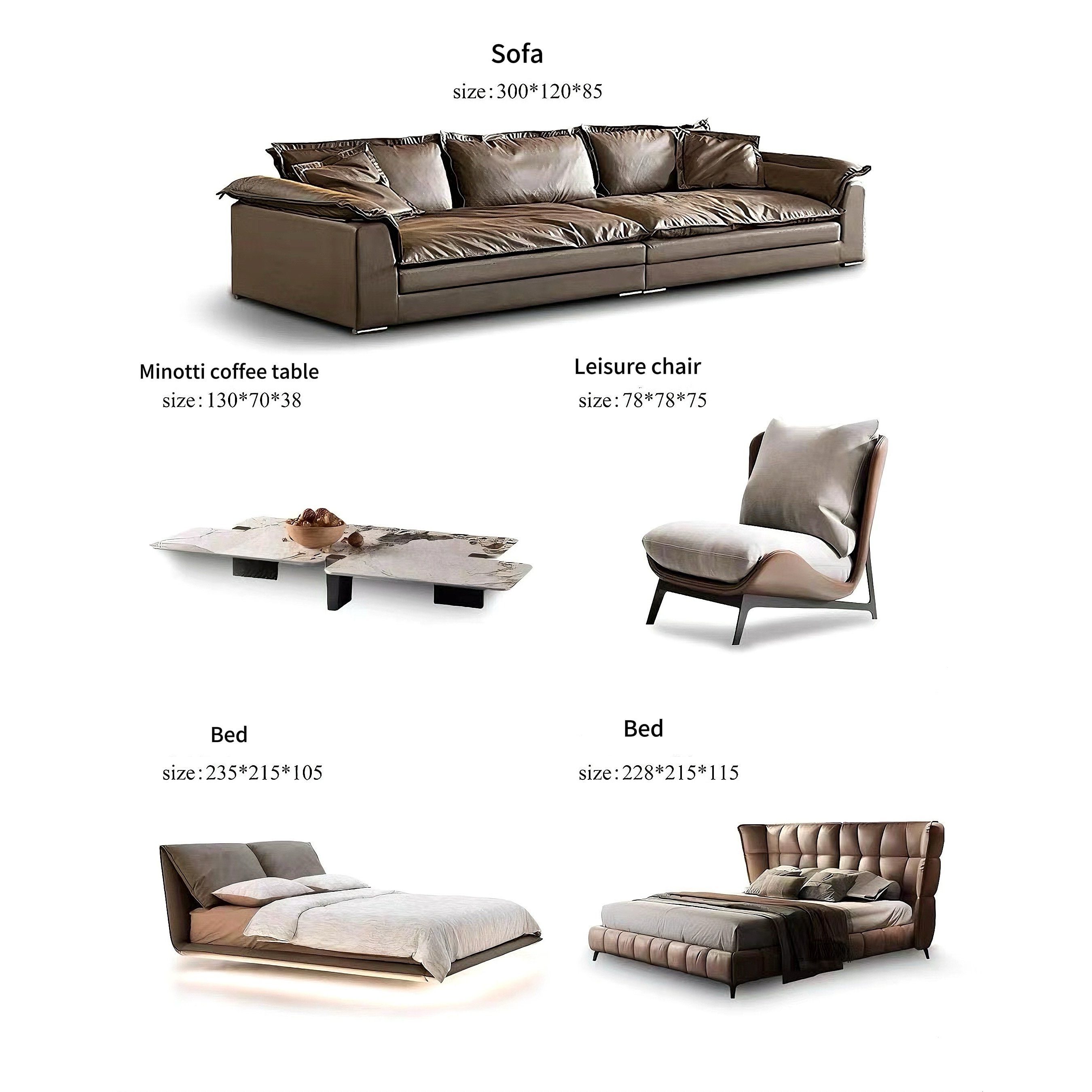 Chinese Factory Sell Directly New Home Furniture Set Bed Sofa Coffee Table Leisure Chair for Home Hotel Villa with Best Price