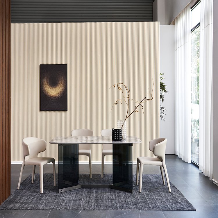 Dining room furniture set black tempered glass base slate sintered stone top dining table with chairs 6 seater 8 chairs
