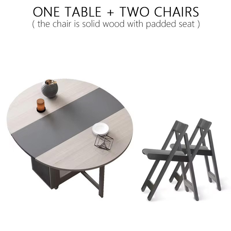 Promotion Unique Design Popular Modern Family Dinner Foldable Foldable Wooden Dining Table Set With Chair Cabinet To Save Space