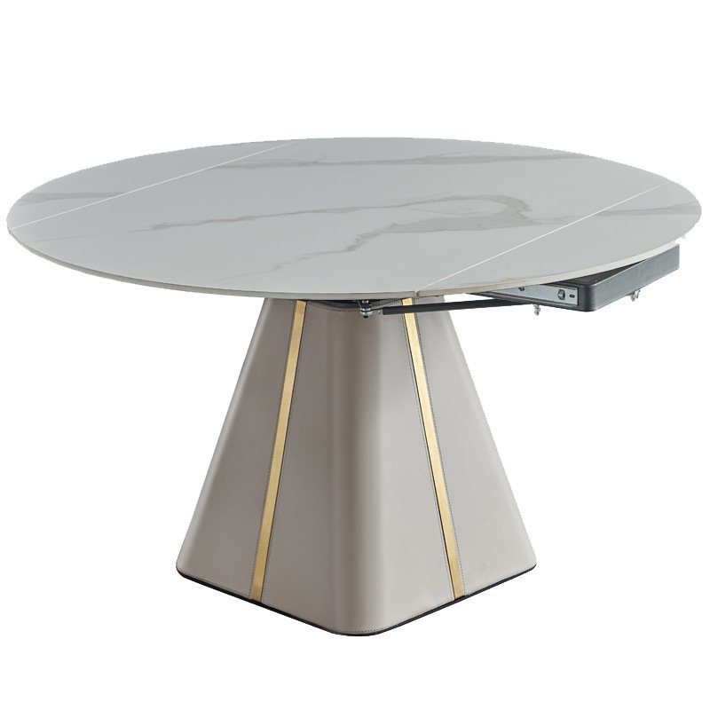Modern luxury metal round dining table italian ceramic marble dining table with chairs quality designer villa dining table set