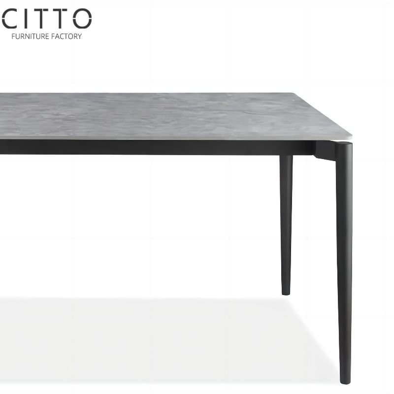 China Furniture Factory Gery Ceramic Dining Table Casual Dining Table For Dining Table Support Customization