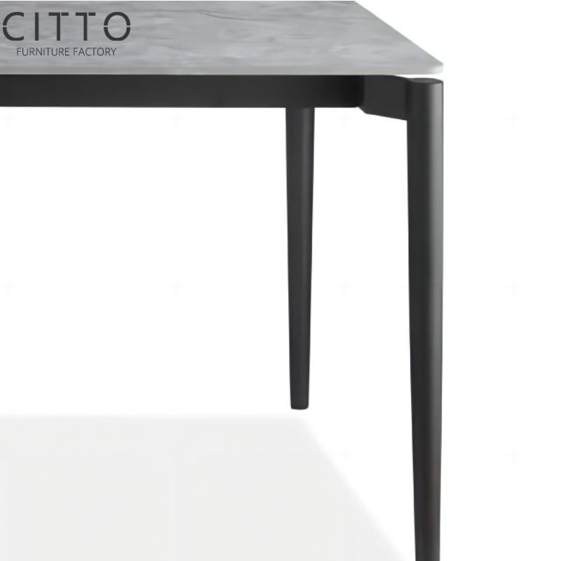 China Furniture Factory Gery Ceramic Dining Table Casual Dining Table For Dining Table Support Customization