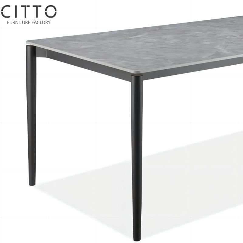 China Furniture Factory Gery Ceramic Dining Table Casual Dining Table For Dining Table Support Customization