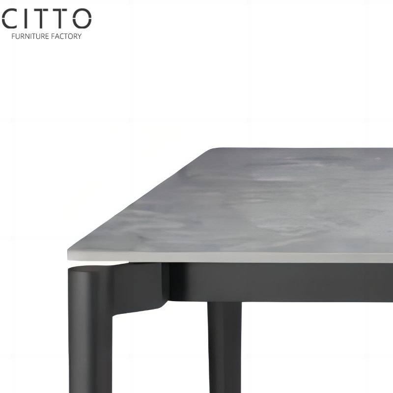 China Furniture Factory Gery Ceramic Dining Table Casual Dining Table For Dining Table Support Customization