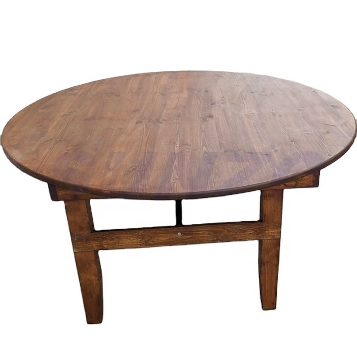 Antique Hot Sale Solid Wood Folding Round Dining Bar Table French Wedding Banquet Party