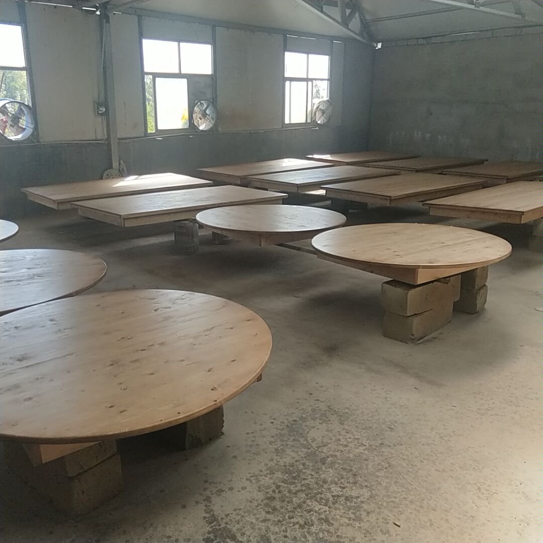 Antique Hot Sale Solid Wood Folding Round Dining Bar Table French Wedding Banquet Party