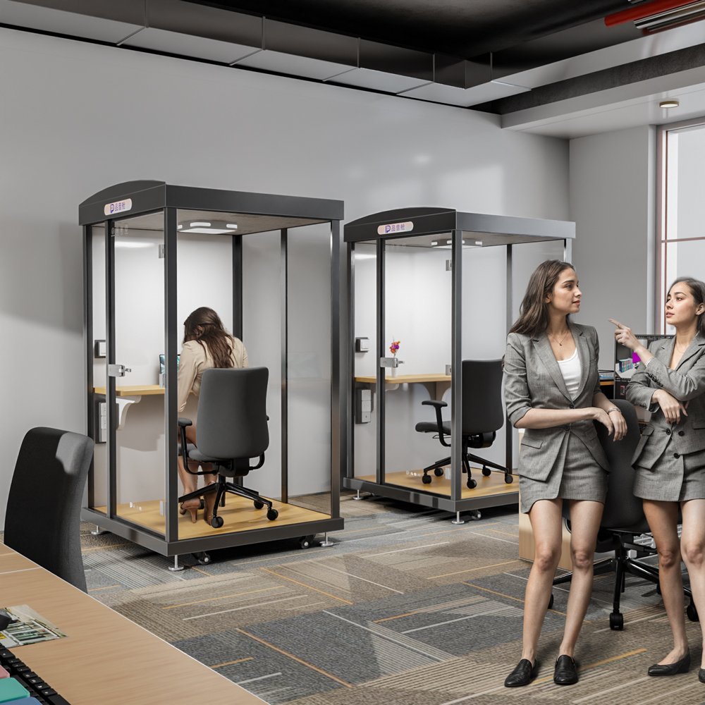 Simple movable soundproof cabin personal office soundproof room office partition with sofa table and chairs