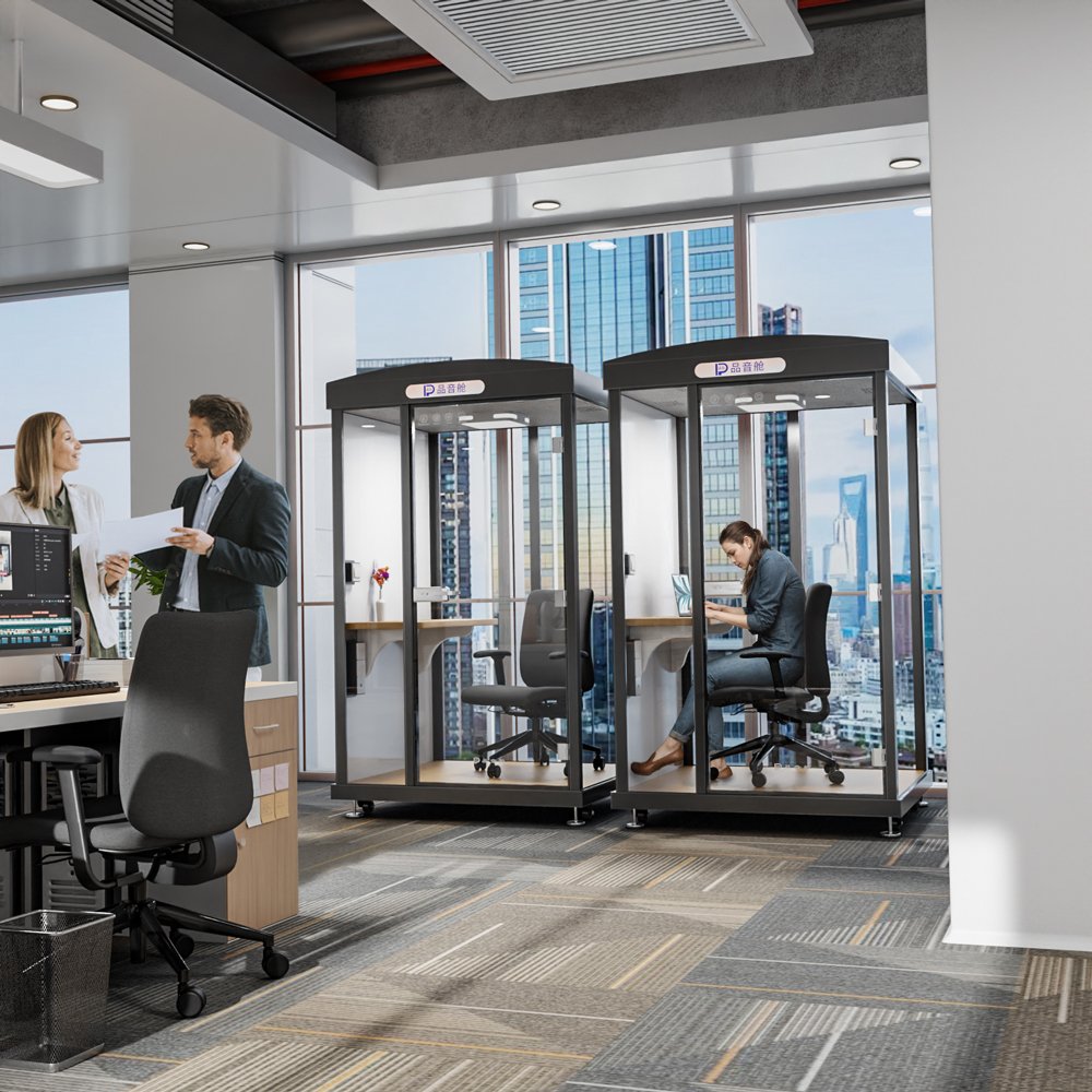 Simple movable soundproof cabin personal office soundproof room office partition with sofa table and chairs