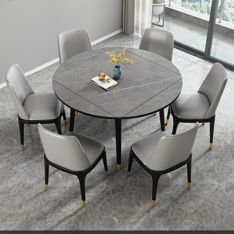 Custom Marble Dinning Table Set Luxury Dinning Table White Gold Combination 6 8 Seater Dining Marble Top
