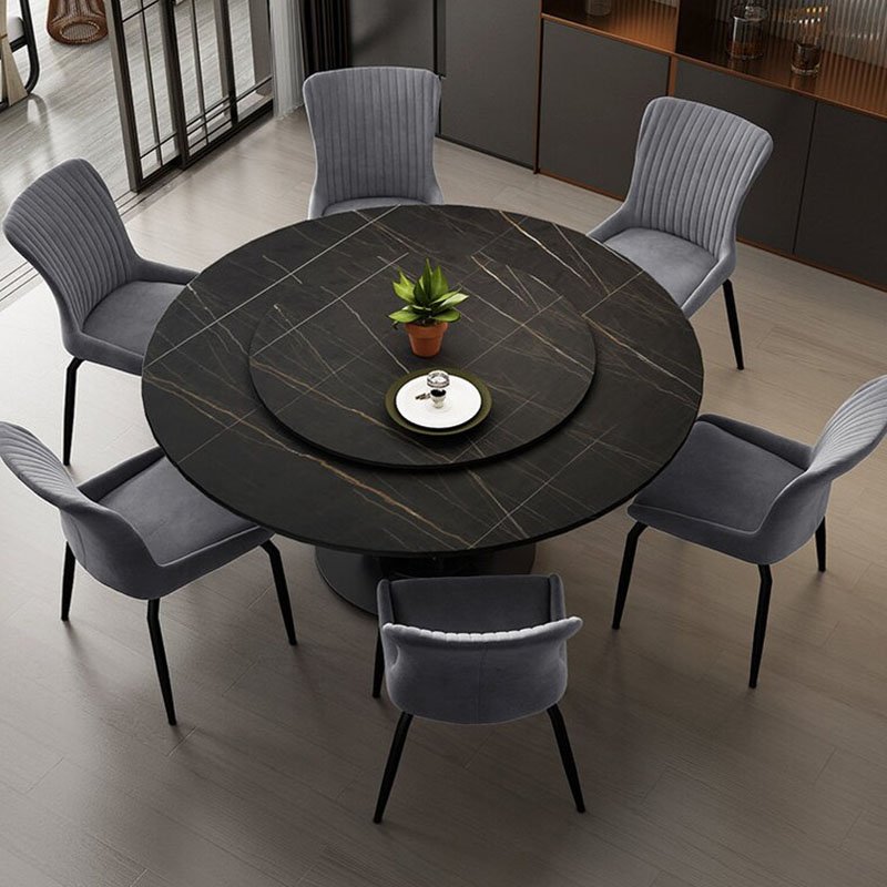 Custom Marble Dinning Table Set Luxury Dinning Table White Gold Combination 6 8 Seater Dining Marble Top