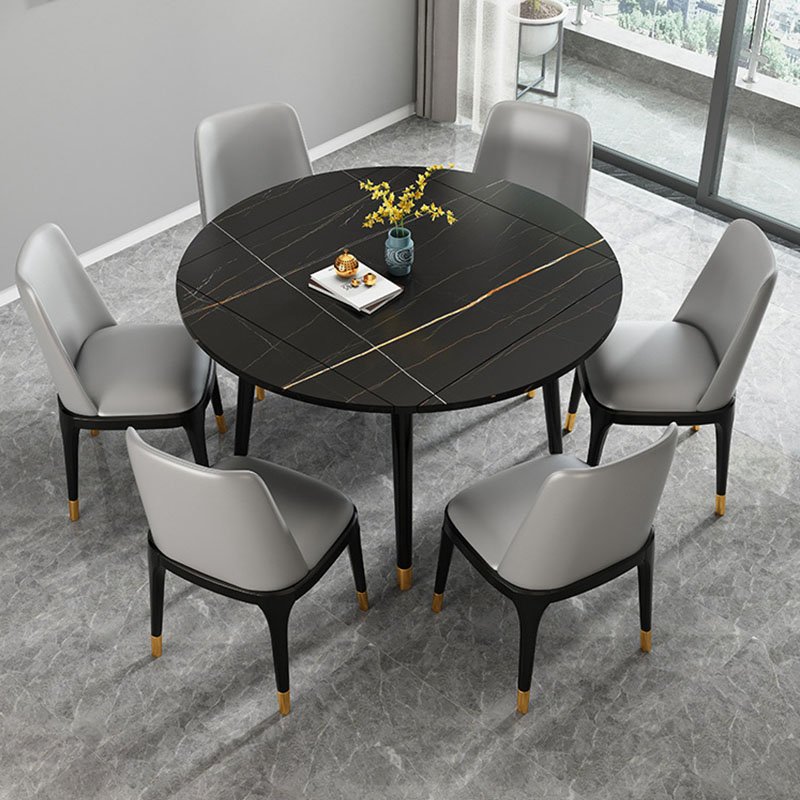 Custom Marble Dinning Table Set Luxury Dinning Table White Gold Combination 6 8 Seater Dining Marble Top