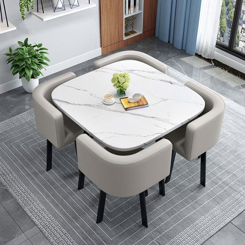 Modern Luxury Wood Kitchen Restaurant Tables And Chair s Room Furniture Small Round Marble Wooden Dining Table 4 Chairs