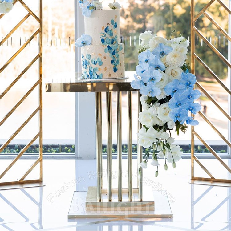 Newest Design Wedding Decoration Stainless Steel Mirrored Cake Table
