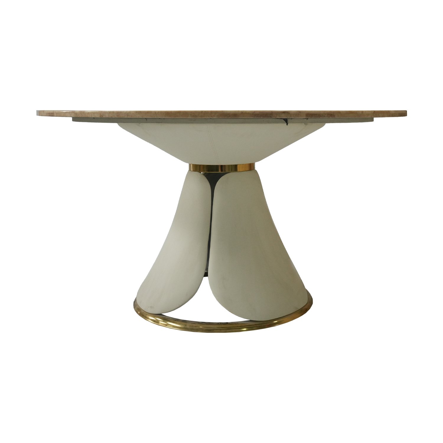 Household modern precision machining simple white circular marble dining table