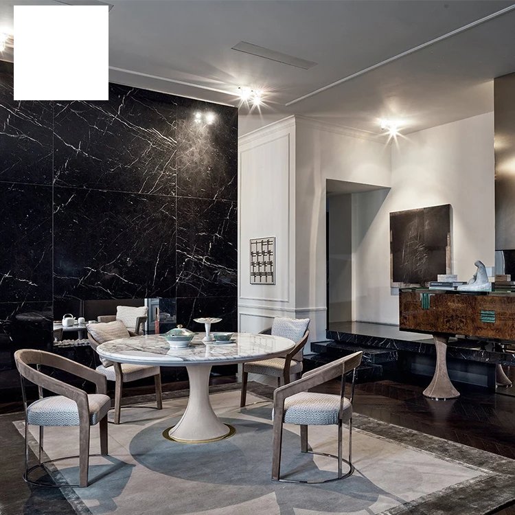 Kf Casa Luxury Hotel Restaurant Round Dining Furniture Dining Tables And Chairs Set Marble Top Dining Table With Lazy Susan