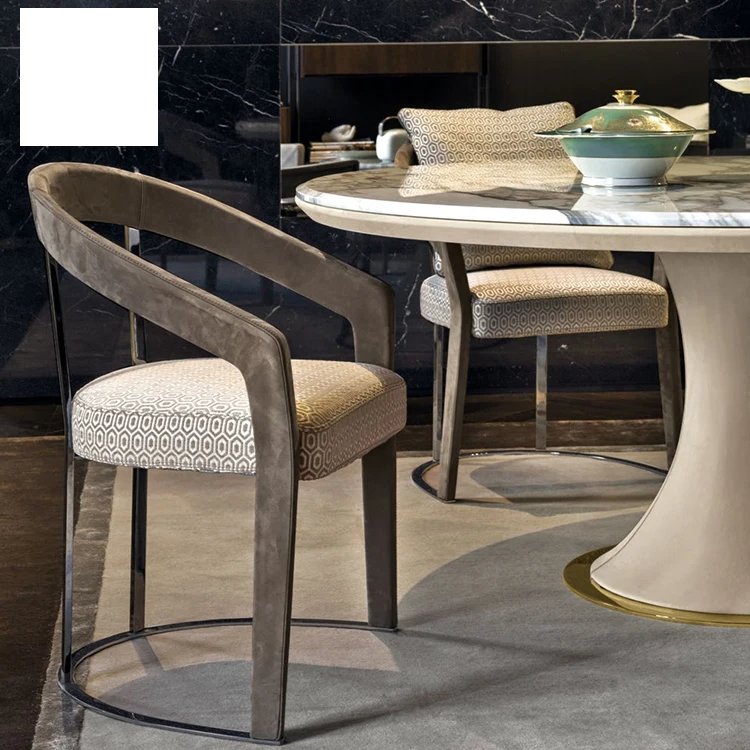 Kf Casa Luxury Hotel Restaurant Round Dining Furniture Dining Tables And Chairs Set Marble Top Dining Table With Lazy Susan