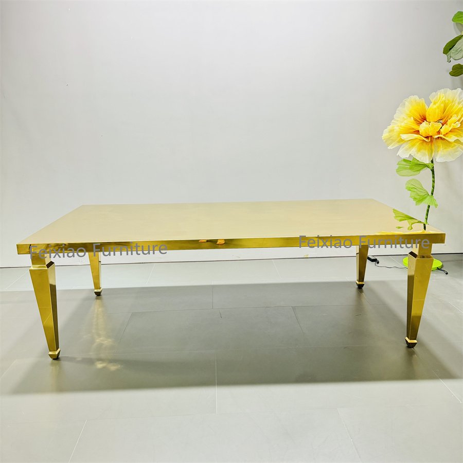 Banquet Wedding Furniture Rectangle Shape Stainless Steel Dining Table