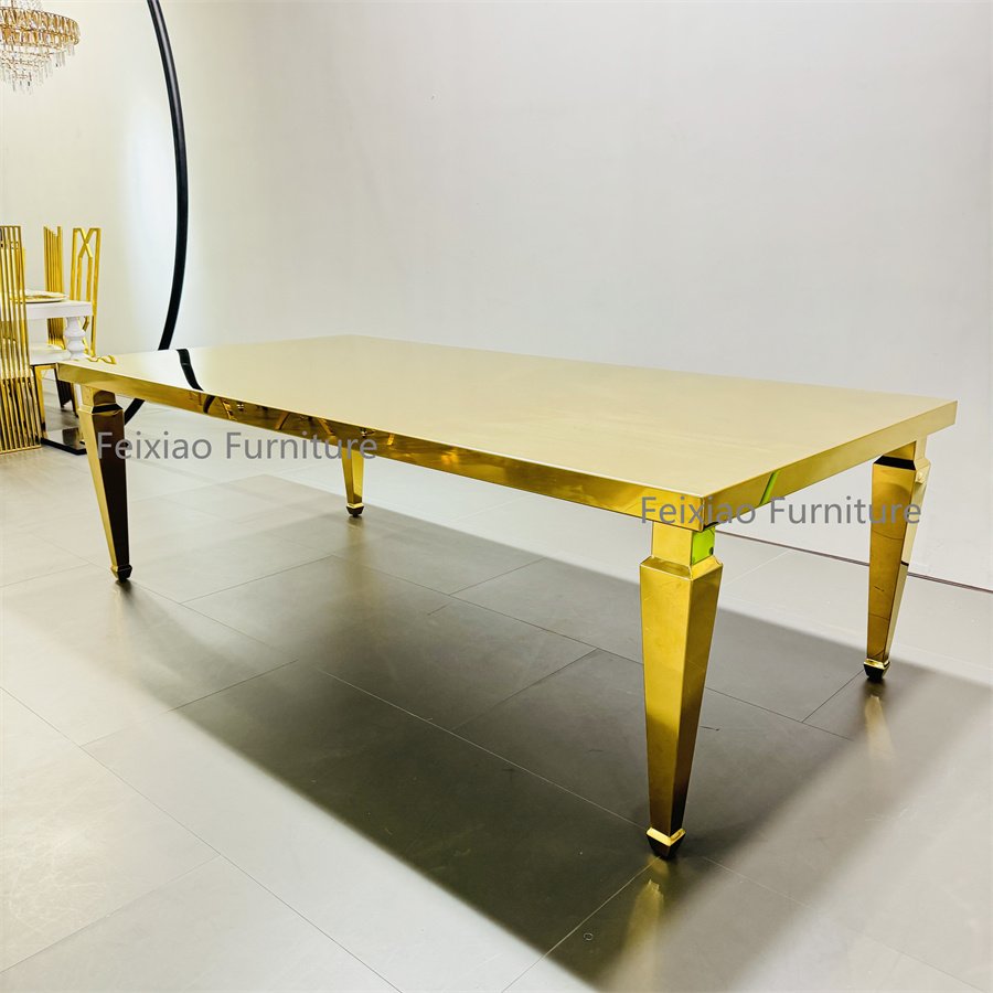 Banquet Wedding Furniture Rectangle Shape Stainless Steel Dining Table