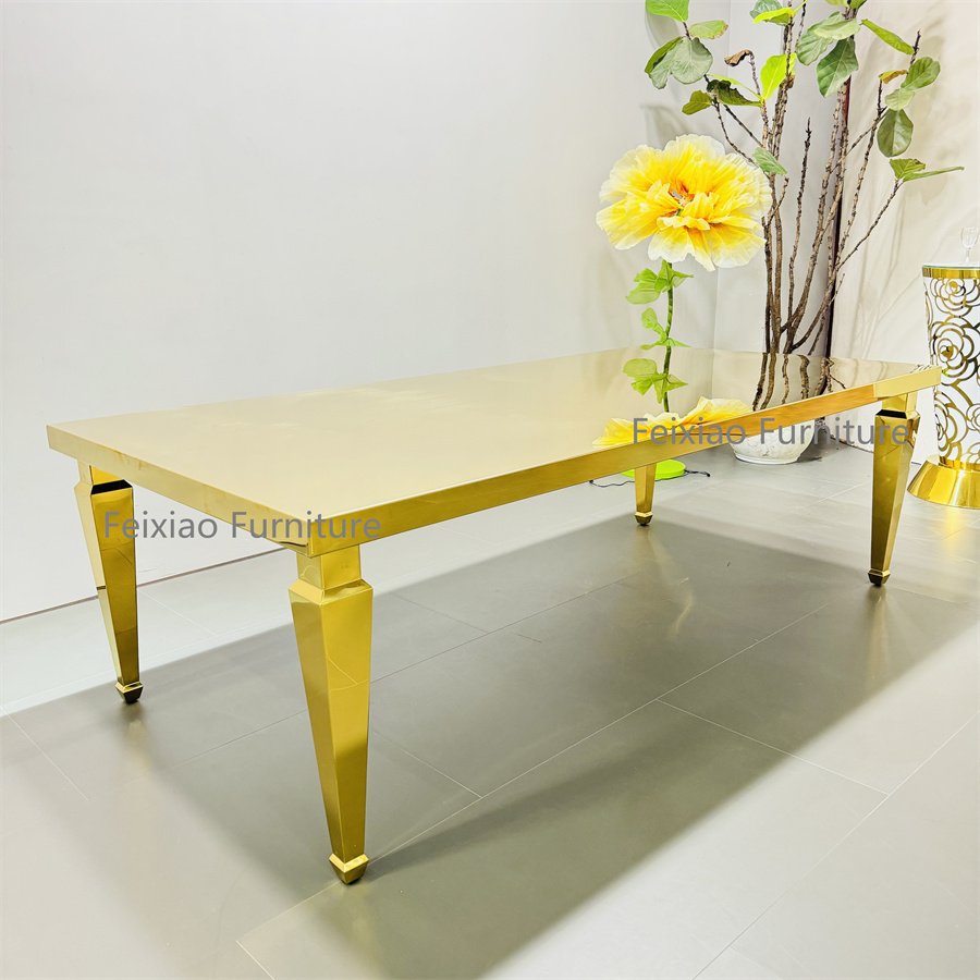 Banquet Wedding Furniture Rectangle Shape Stainless Steel Dining Table