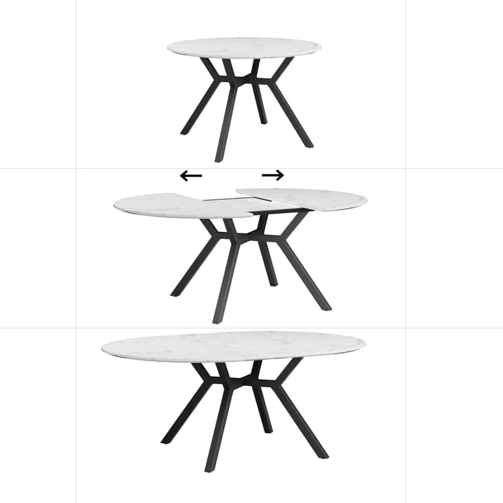 Hot Sale Modern Dinning Furniture Small Round MDF Wooden Surface Expandable Dining Table Oval Extendable Dining Table
