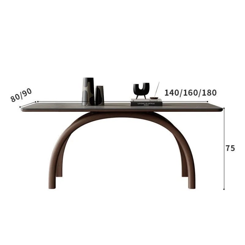Italian Sintered Stone Dinning Table Set For 6 Light Luxury High-End Simple Ash Wood Nordic Rectangular Solid Wood Dining Table