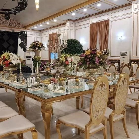 Modern Stainless Steel Hotel Furniture Dining Table For Wedding Events Suppliers