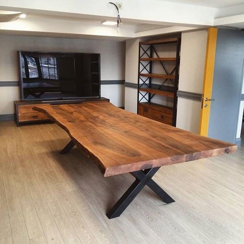High quality Jacob Long Slab table with metal cross leg