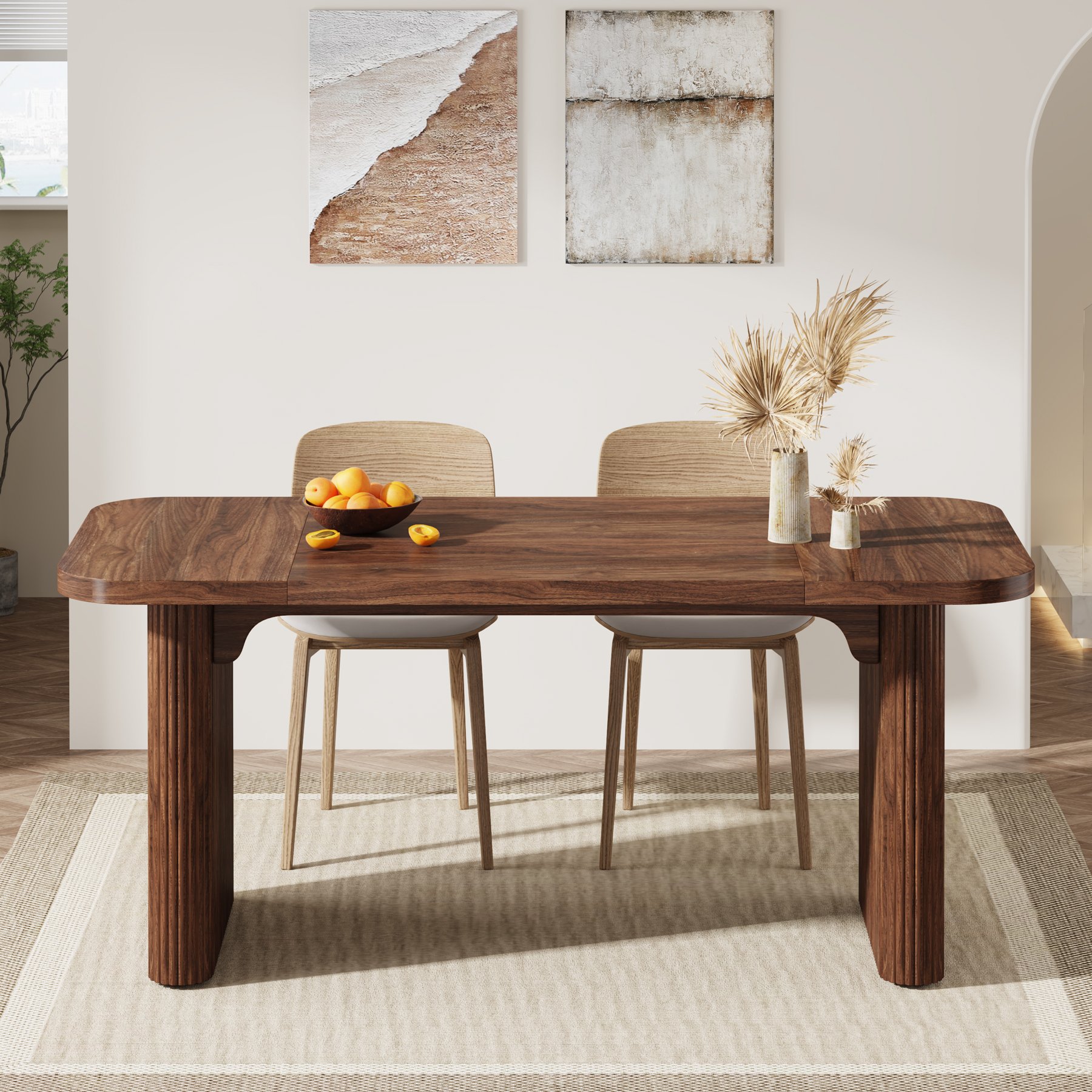 Tribesigns Kitchen Japanese Dining Table Rectangular Wood Kitchen Table Mid-century Modern Small Apartment Dining Table